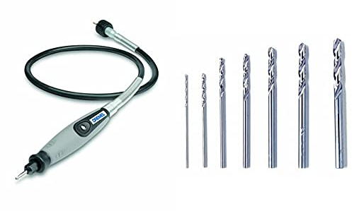 Dremel 225 Arbre flexible pour outils Dremel multi-usage & 628 Lot de 7 Forets de Perçage pour Percer dans le Bois et les Métaux non ferreux de 0,8 à 3,2mm