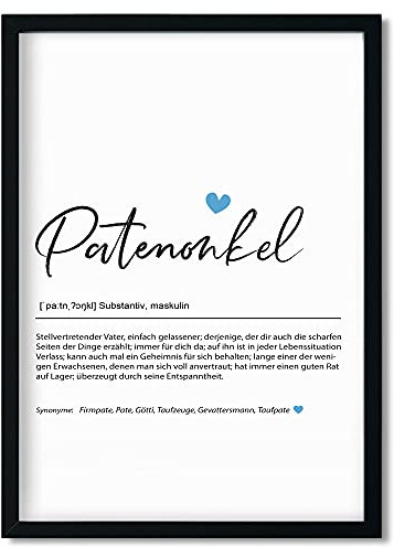 Urhome Kunstdruck Definition Patenonkel ohne Bilderrahmen in DIN A3 - Worterklärung wie im Duden Lexikon Wandbild Wanddeko mit Spruch für Wohnung Familie Freunde Geschenk