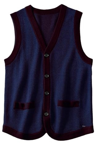 DXL - Gilet da uomo in maglia a maglia resistente, leggero e termico, gilet grande e alto, Vino Rosso-blu, L