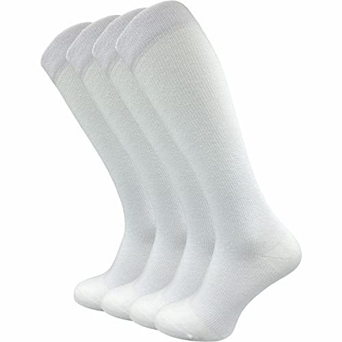 GAWILO Damen & Herren Kompressionsstrümpfe (4 Paar) | Stützstrümpfe | Reise & Flug Kniestrümpfe aus atmungsaktiver Baumwolle (as3, numeric, numeric_47, numeric_50, regular, regular, weiß)