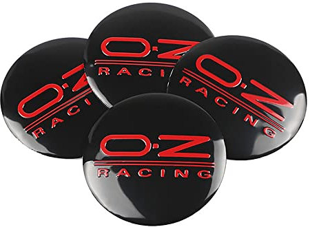 XGAGCF 4 Piezas Coche Rueda Centro Tapas Tapacubos Aluminio Buje Badge Pegatina, para OZ 56MM Auto Llantas Decorativa Emblema Cubierta Accesorios, negro, rojo