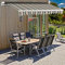 Green Bay DIY Manual Patio Awning, Multi-Stripe Retractable Gazebo Outdoor Canopy, Garden Sun Shade 3m x 2.5m