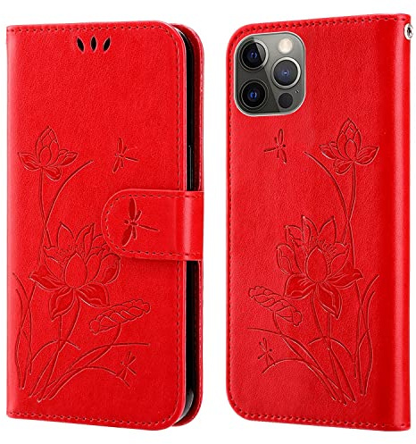 König Design Handyhülle kompatibel mit Apple iPhone 14 Pro Max Schutzhülle Case Cover Kartenfach Rot