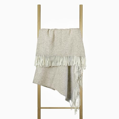 Wolldecke 140x200, 100% Schurwolle, warme & langlebige Decke, weiche Wohndecke Wolle, kuschelige Decke Wolle für Sofa & Bett, Hochwertige Schurwolldecke mit Fransen - Nostra ZELANDIA Wool Blanket