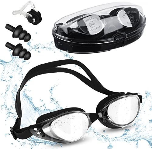 Occhiali Da Nuoto Anti-appannamento Per Adulti e Bambini Kit Occhiali Da Nuoto In Piscina O Acqua Aperta Ideale Per Sport Acquatici Protezione UV Fendinebbia Con Pinza Nasale E Tappi Per Orecchio