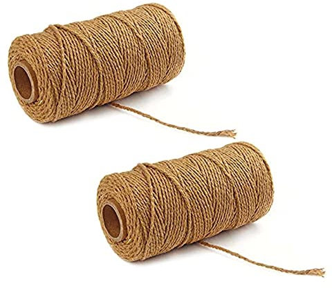 Pack of 2 Gardening Twine, 100 M x 2 MM Twine Garden String Color Packaging Rope Gift Rope Craft String for DIY Handicraft Decoration Binding (Brown)