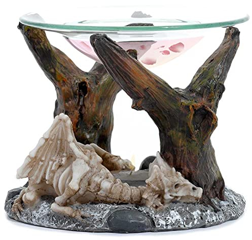 mtb more energy Duftlampe ''Dragon Wasteland'' - Duftlicht mit Drachenskelett - Höhe 10 cm - Deko Drache Aromalampe Teelichthalter