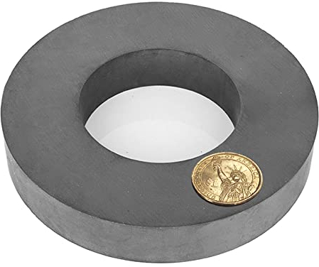Ferritring, großer Magnet, 11,9 cm Durchmesser, große, runde Keramikscheibe, robuste Magnete mit Loch für Heimwerker, wissenschaftliche Projekte, Industrie