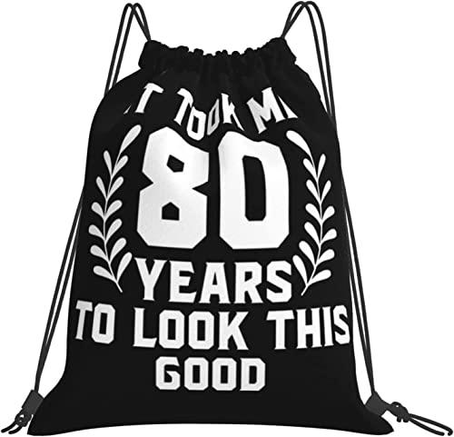 80th It Take Me 80 Years to Look This Good Geschenke Schwarzer Rucksack Camping Tragetasche Reise Party Sport Training Strand Gym Pack Tasche für Mädchen Jungen Teenager