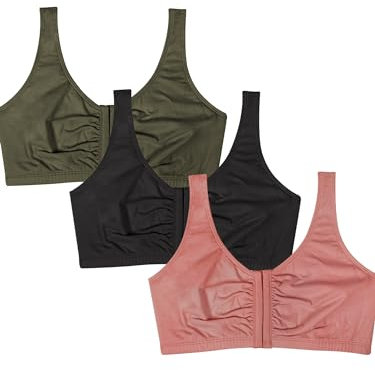 Fruit of the Loom Women's Front Close Builtup Sports Bra, Desert Dusk/Olive Night/Black, 40
