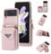 ESONG Coque pour Samsung Galaxy Z Flip 4 avec cordon,Cuir PU de portefeuille etui avec Fente pour Carte/support,Antichoc Protecteur Crossbody Housse,Protection téléphone Case Cover pour fille-Rose