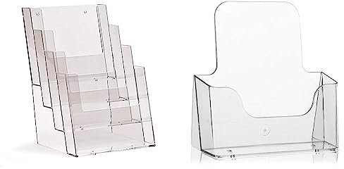 Taymar® DIN A5 Prospektständer mit 4 Etagen, Transparent & Tisch-Prospektständer Flyerständer/Prospekthalter von VITAdisplays® (Transparent, DIN A5)