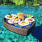 DPDZSW Tablett Rattan,Schwimmendes Tablett für Pool, Rattan Gewebtes Serviertablett Schwimmendes Frühstückstablett Im Außenpool Für Pool Beach Party, mit Griff,Brown
