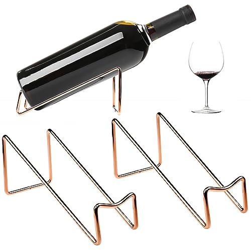 BLLREMIPSUR Wine Holder, 2Pcs Red Wine Rack, Triangular Non-slip Unfading Iron Solid Color Tabletop Wine Bottle Holder Stand for Home Restaurant Bar