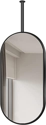 Nordic Black Metal Frame Decken-Hängespiegel für Badezimmer, Waschraum, Rasieren, Waschtisch, Hängespiegel, Store, Hotel, Bauernhaus, anpassbarer dekorativer Spiegel (Größe: 40 cm