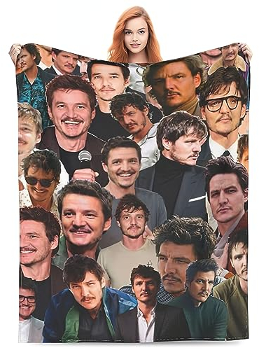Pedro Pascal Fotocollage, weiche und bequeme, warme Fleecedecke für Sofa, Büro, Bett, Auto, Camping, Couch, gemütliche Plüsch-Überwurfdecken, Stranddecken (101,6 x 127 cm)