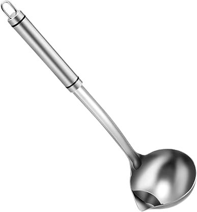 BESTonZON Fettsieb 1 Stück 304 Ölfilterlöffel Aus Edelstahl Fettfilterlöffel Suppensieb Fettabscheider Schaumlöffel Hot-pot-löffel Hotpot- Soßenkelle Runder Löffel Rostfreier Stahl Metall