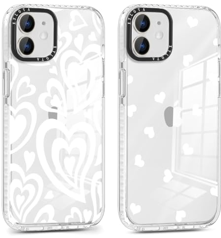 Xylota 2 Stück Transparent Handyhülle für iPhone 11 6,1 Hülle, Durchsichtig Aesthetic Liebesherz Muster Case, Weich Silikon Dünn TPU Stoßfeste Kratzfest Schutzhülle Frauen Mädchen Mode Cover