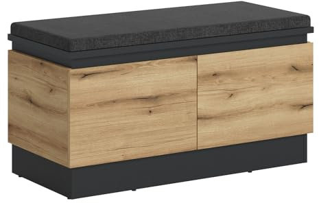 Home4You Garderobenbank - Coast Evoke Eiche Dekor - Grau - B 100 cm - 2 Türen