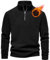 Livonmone Maglione in pile da uomo, caldo, in micropile, mezza zip, per autunno e inverno, Nero , XL