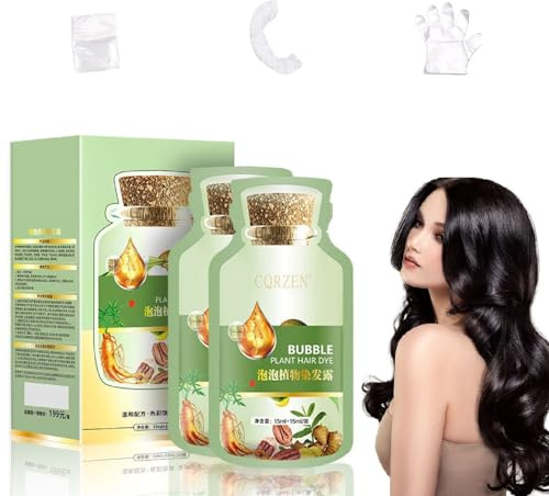 OUKPANE HUANG YI Bubble Plant Hair Dye Natural,New Botanical Bubble Hair Dye 15ml 15Packs/Box.(Natural Black)
