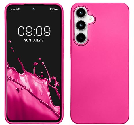 kwmobile Case kompatibel mit Samsung Galaxy A55 5G Hülle - Schutzhülle aus Silikon metallisch schimmernd - Handyhülle Metallic Pink