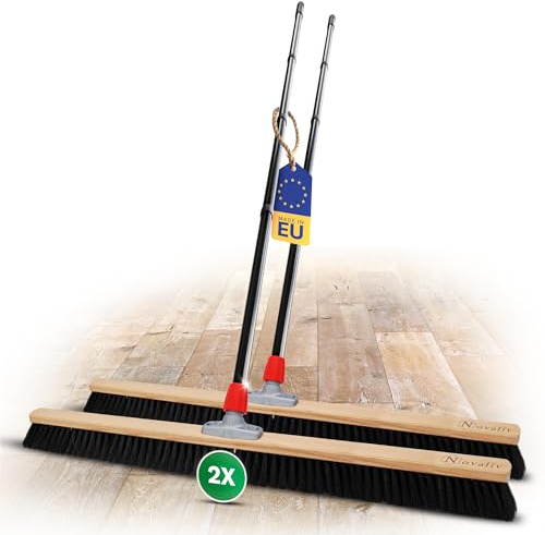 Novaliv Grosser Besen 2X Saalbesen 100 cm mit Stiel Borsten Kunstborste Hallenbesen Industriebesen