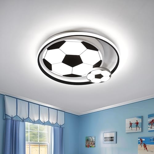 LED Deckenleuchten für Kinder Fußball Deckenlampe Schlafzimmerlampe 3000-6500K Dimmbar Mit Fernbedienung, Nachtlichtfunktion 65W für Kinderzimmerlampe Jugendzimmer Jungen- und Mädchenzimmer 50cm