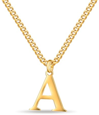 Jokmeo Goldkette mit Buchstaben A,14K Gold Vergoldet Initial Halskette,Edelstahl Kette mit A,Gold kettenanhänger kette für Damen Mädchen