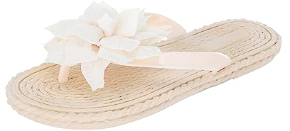 Mode Hausschuhe Frauen flache Sommerschuhe Blumen Strand und Hausschuhe Sandalen Frauen Pantoffel Sommerkind Schuhe Damen Boots (White, 39)