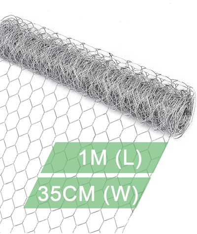 vensovo Galvanized Chicken Wire Mesh - 35CM × 1M Garden Animal Barrier Fence, 1 inch Mesh Fence for Pet,Rabbit,Poultry
