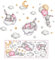 Wandtattoo Wandsticker, Hase Mond Wolke Ballon Wandaufkleber Lichtfarbe Babyzimmer Wandsticker Tiere Wandsticker Aquarell Kinder Wall Stickers für Mädchen Junge Schlafzimmer Wanddeko Schrank Deko