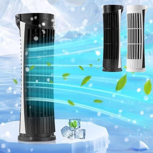 Smart Bladeless Tower Fan With LED Lights, USB Powered 2 Speeds Oscillating Fan for Bedroom, Practical Personal Quiet Desk Fan for Office Home Table Bedroom, Cooling Household Fan