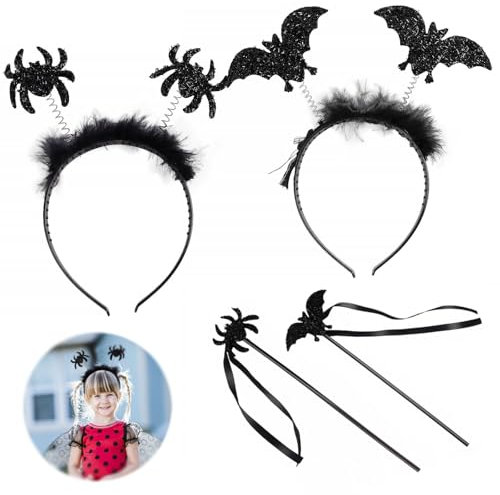 JALEVID Halloween Haarreif, Fledermaus Spinne Haarreif, Halloween Kinder Fasching Kostüm Karneval Party, Fasching Halloween Party Kostüm Accessoire Prank Grusel für Mädchen Damen Herren