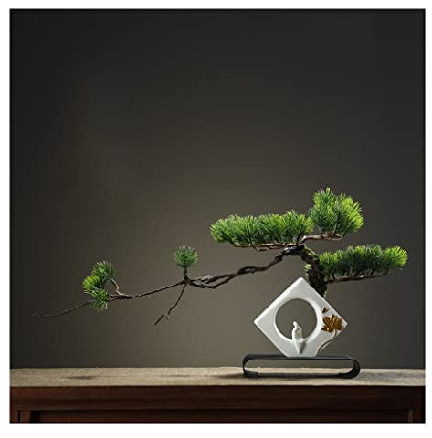 YQINQIN83B Künstliche Bonsai Simulation Kiefernnadeln Zypressen Pflanzen Künstliche Bonsai Gefälschte Pflanze Topf Home Badezimmer Wohnzimmer Bauernhaus Indoor Outdoor Künstliche Pflanze(Green)