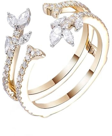 Wycian Verlobungsring Damen, Zirkonia Ring Vintage 9 Karat Gelbgold Größe 66 (21.0) Zirkonia Marquiseschliff Weiß Personalisiert Für Abschluss