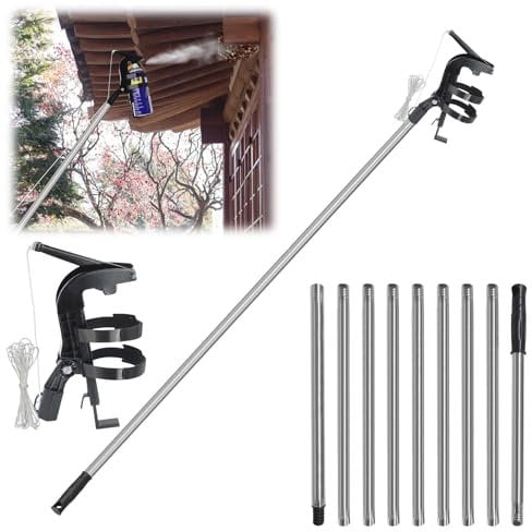 Xevinas Sprühdosen Verlängerungsstangen Adapter, Sprühdosenhalter mit 3.6m Teleskopstange Thread 3/4, Sprühdosenverlängerung, Einstellbarer Winkel Sprühstange Für Wespenschaum/Wespen Power Spray