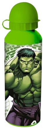 Marvel Hulk Botella Reutilizable, Diseño Aluminio Botella de Agua para Niños, Botella de Viaje, Capacidad 500 ml | Verde