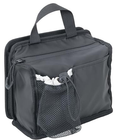 TROIKA Trolley Handgepäck Organizer Black ON TOP zur Befestigung am Reise- oder Messetrolley, viele Fächer und Elastikbänder für Trinkflasche, Smartphone, Stifte, Kabel, Powerbank, Visitenkarten