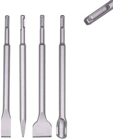 Juego de 4 cinceles SDS Plus, cinceles SDS, cinceles, cinceles para azulejos SDS Plus, cincel, juego de cinceles SDS, juego de cinceles para martillo perforador, 1 cincel de punta, 1 cincel plano de