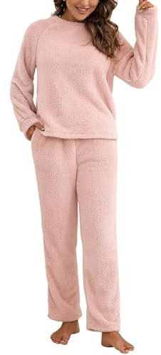 Generico Tuta Casa Donna Invernale Calda Tuta In Pile Casual Curvy Maglione E Pantaloni Set Da Salotto Completi 2 Pezzi Morbida Leggera Completo In Ciniglia Pigiami Comode Tute Calde Per Casa