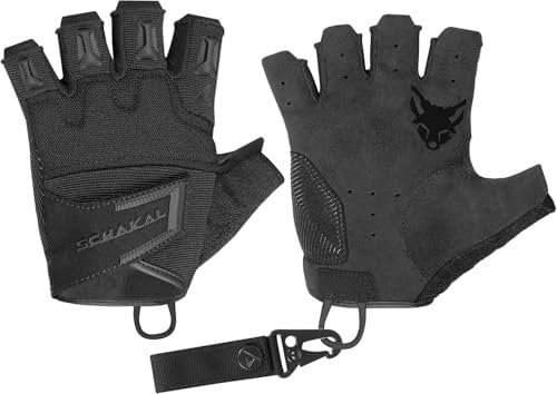 ACE Schakal Einsatz-Handschuh Fingerlos - Handschuhe Taktisch ohne Finger - für Paintball und Schießsport - Schwarz - S