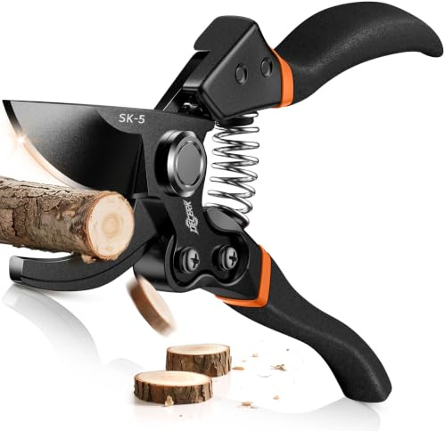 DECERK® 8.5 Professional Pruning Shears - Cuts 4X Easier with Ultra Sharp Japanese Steel Titanium Blade, Arthritis Friendly Garden Scissors & Plant Clippers, Effortlessly Prunes 3/4 Branches