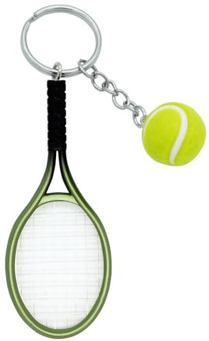 Moydolo Niedlicher Mini Tennisschläger Schlüsselanhänger mit Tennisball Schlüsselanhänger Anhänger Geschenke, Farblich Sortiert