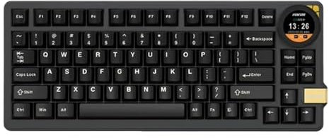 K75 Mechanical Gaming Keyboard With Control Knob Bluetooth Wireless 3 Mode RGB Backlit 83 PBT Keycaps Compatible With Gamers(Black-Corgi switch)