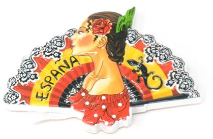Double ESPAÑA Fan - Imán de Nevera, Bailaora Flamenca Española, Diseño Bandera española Abanico,