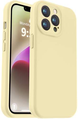 Vooii Compatible with iPhone 13 Pro Case, Liquid Silicone Upgrade [Camera Protection] [Fit for Battery Charger Cases] Shockproof Phone Case for iPhone 13 Pro 6.1 inch - Creamy Yellow