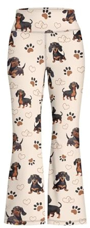 Tutolipy Sport-Leggings für Mädchen, Glockenhose, Kinder, Tanz, Laufen, Yoga, hohe Taille, Workout, Aktiv-Tanzstrumpfhose, Niedlicher Dackel mit Hundepfote, 9-10 Jahre