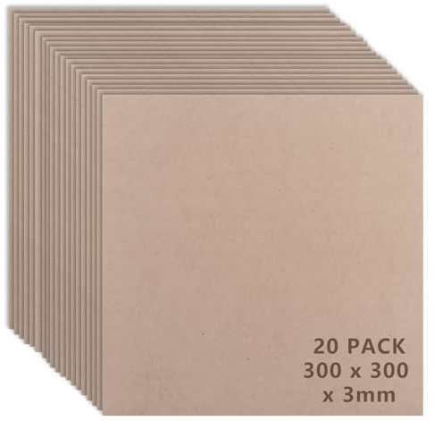 AHAQU MDF-Holzbretter, 3 mm dick, für Bastelarbeiten, Projektplatten, 30 x 30 cm, quadratische MDF-Blanko-Blätter für Malerei, Modellieren, Gravieren, Laubsägearbeiten, Kunst, 20 Stück