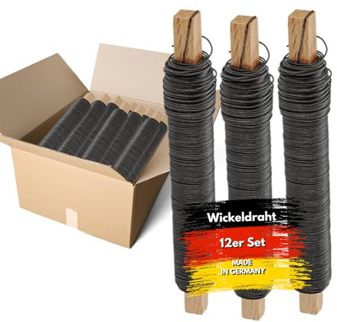 JK Trends Premium Wickeldraht blau 480 m - 12er Set ⌀ 0,65mm - Basteldraht für Blumen, Garten, Haushalt, Werkstatt, Hobby, Bastelspaß, langlebiges Werkzeug für viele Anwendungen